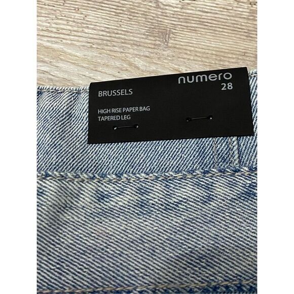 Numero Brussels High Rise Paper Bag Tapered Leg Ice Blue Women’s Sz 28 - Picture 9 of 9